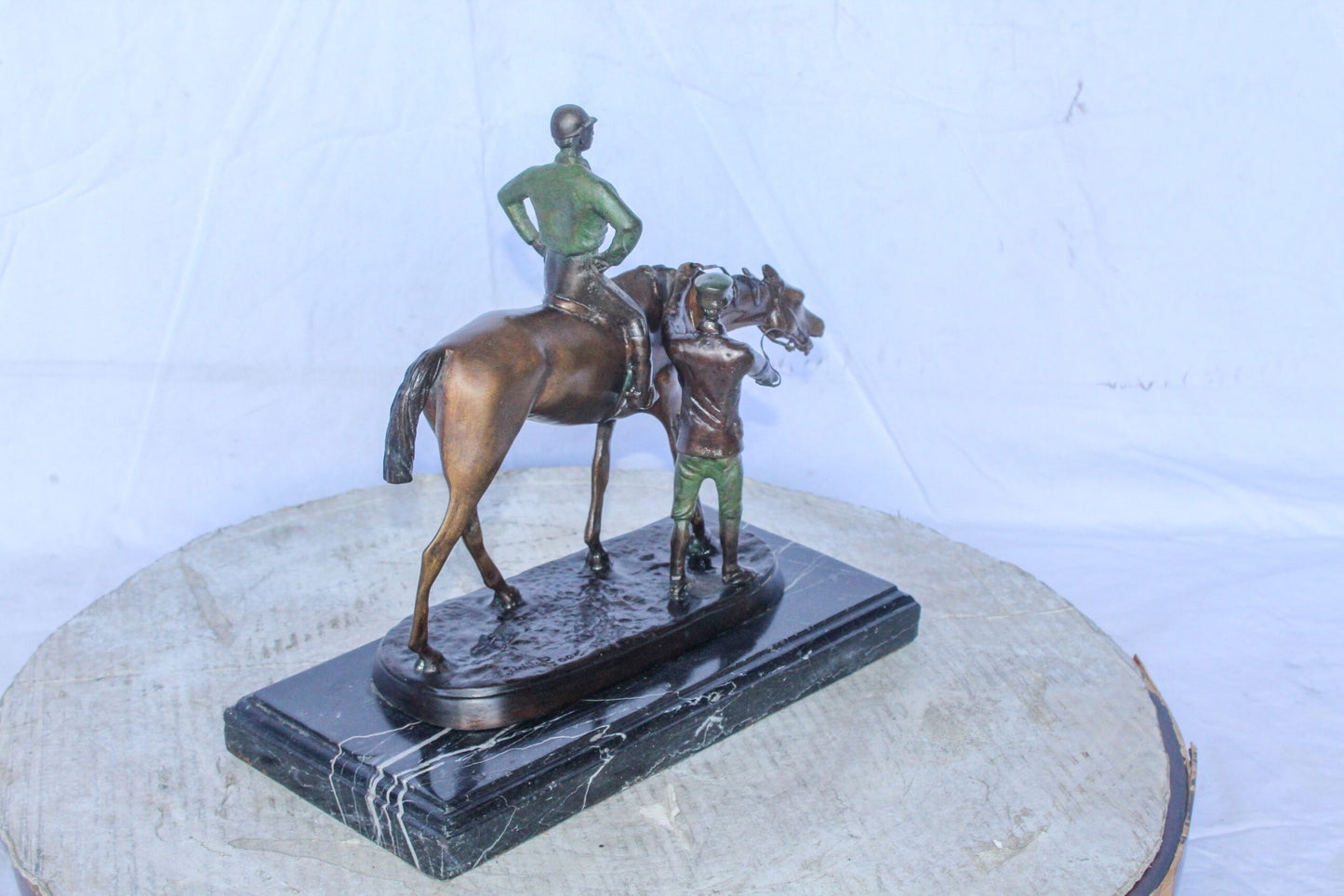 Horse and Jockey Bronze Statue, A J. Willis Good Replica 14" x 6" x 13"H