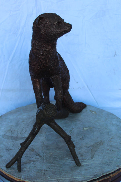 Bronze Statue of a Mongoose Climbing a Tree Branch 24" x 12" x 20"H