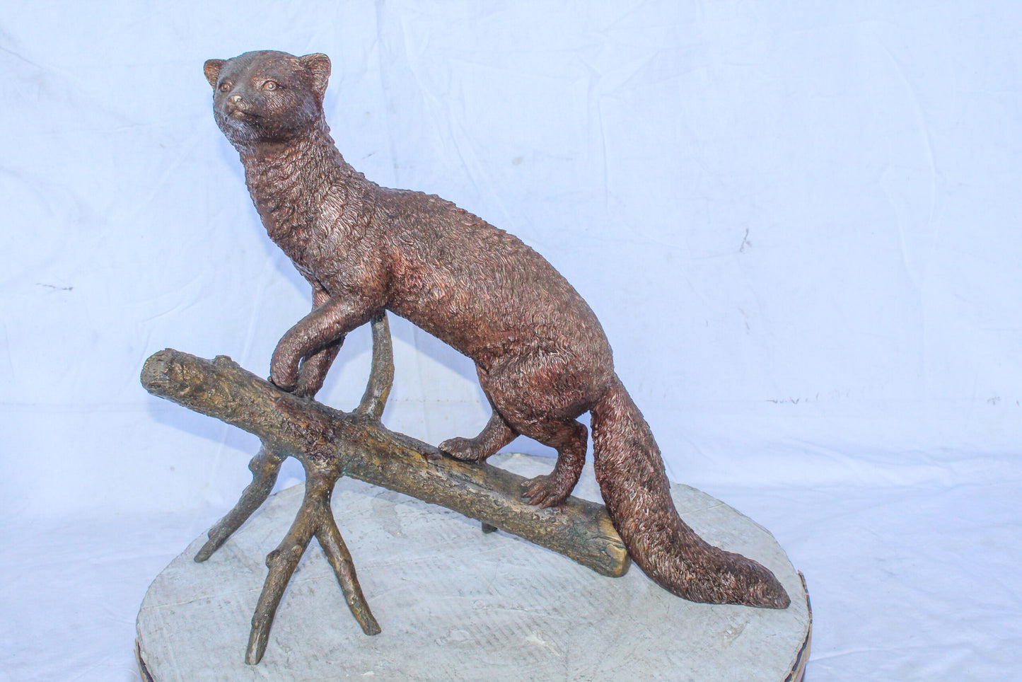 Bronze Statue of a Mongoose Climbing a Tree Branch 24" x 12" x 20"H
