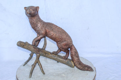 Bronze Statue of a Mongoose Climbing a Tree Branch 24" x 12" x 20"H