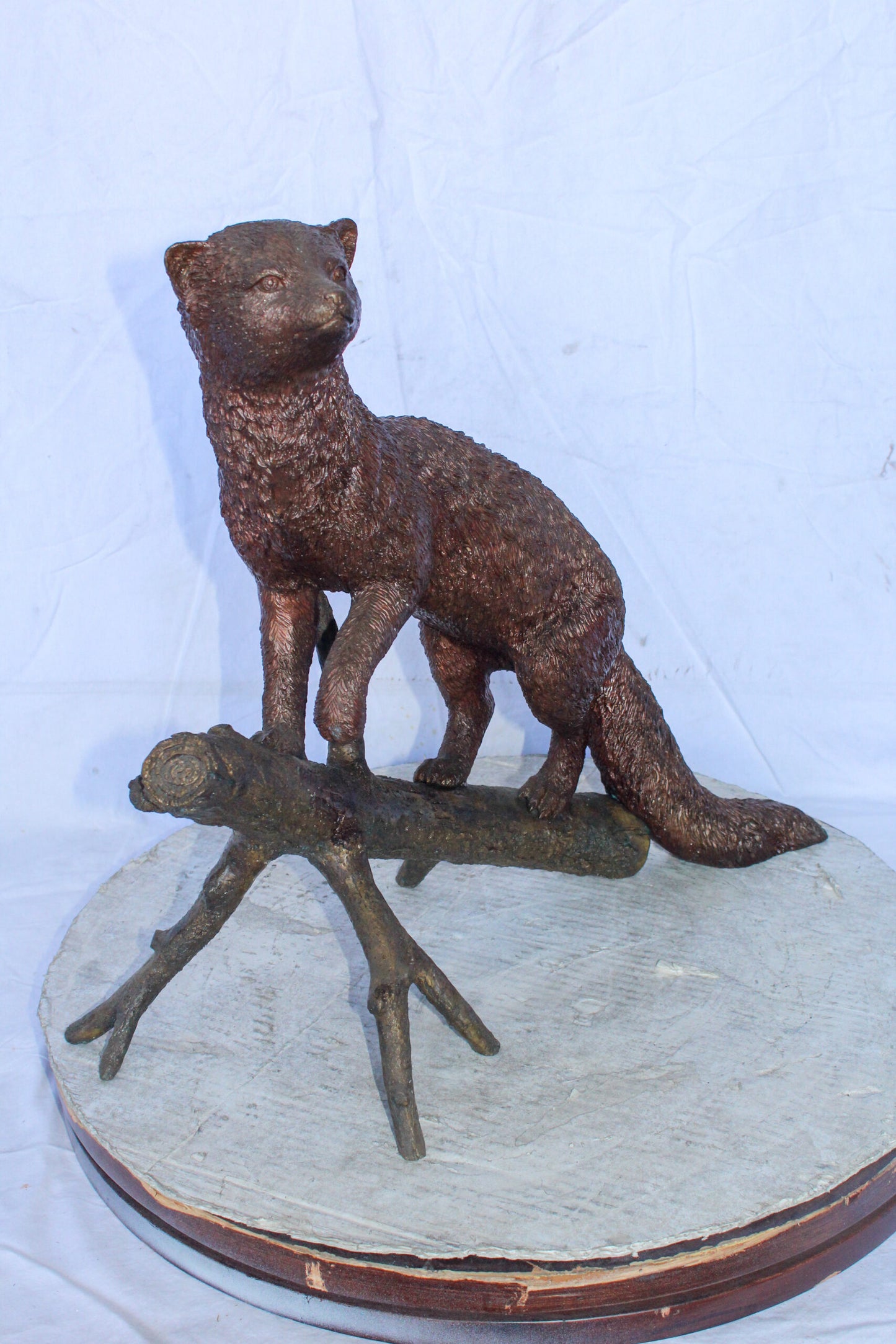 Bronze Statue of a Mongoose Climbing a Tree Branch 24" x 12" x 20"H