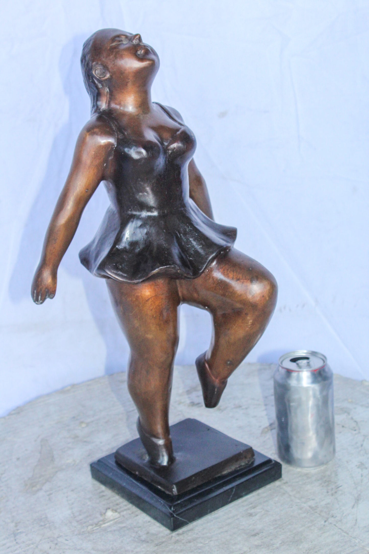 Botero Replica Heavy Ballerina Dancer Bronze Statue, Elegant Art 10" x 6" x 19"H