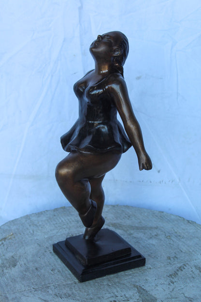 Botero Replica Heavy Ballerina Dancer Bronze Statue, Elegant Art 10" x 6" x 19"H