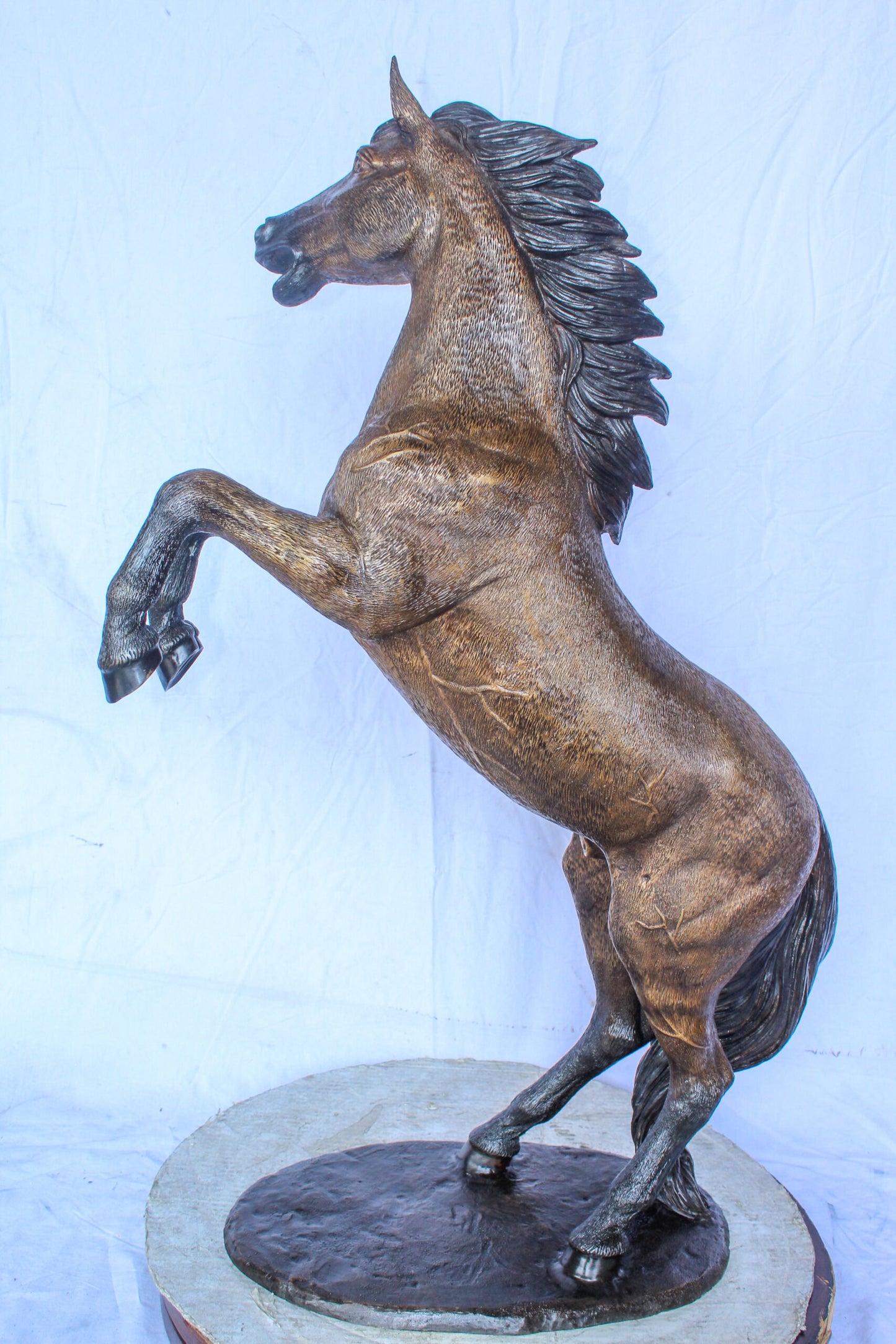Exquisite Galloping Horse Bronze Statue, Exceptional Detail 28" x 12" x 40"H