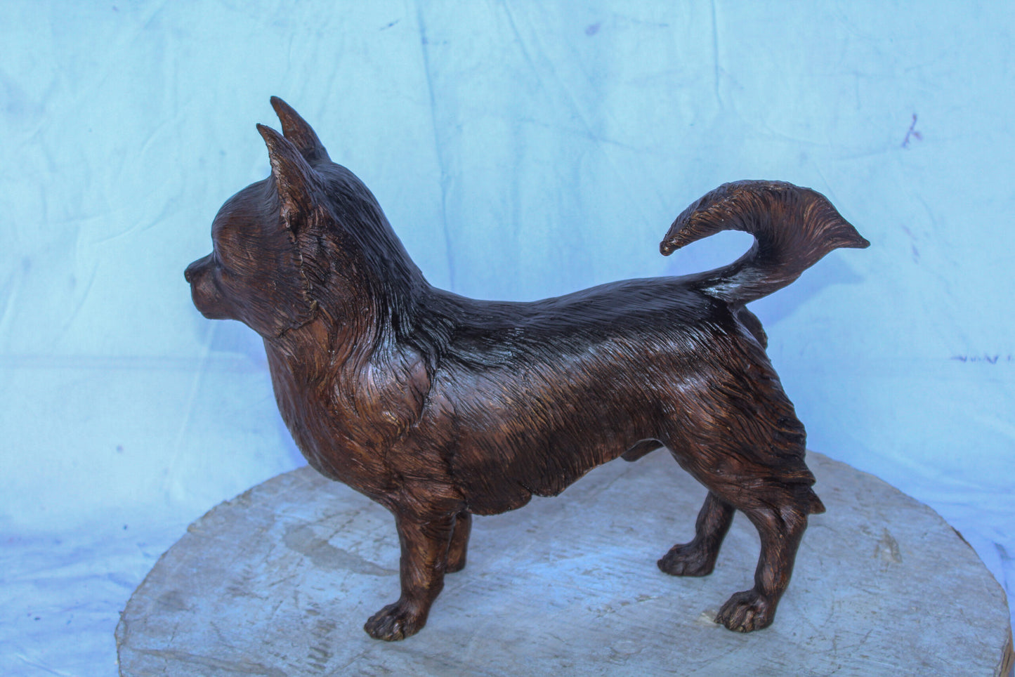 Pomeranian Dog Bronze Statue in a Graceful Standing Pose 18" x 6" x 14"H