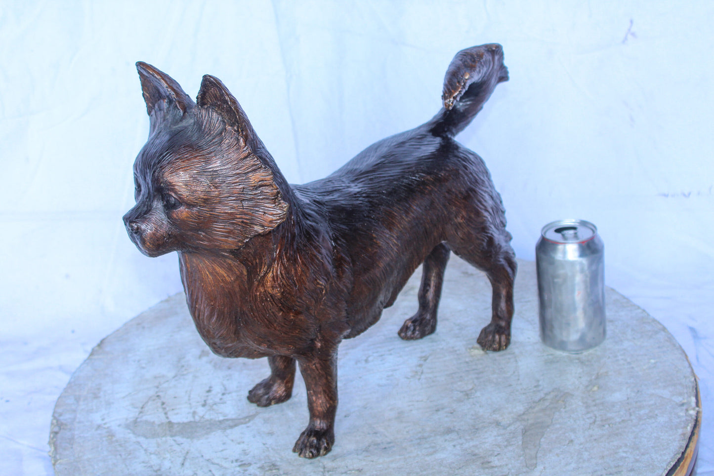 Pomeranian Dog Bronze Statue in a Graceful Standing Pose 18" x 6" x 14"H