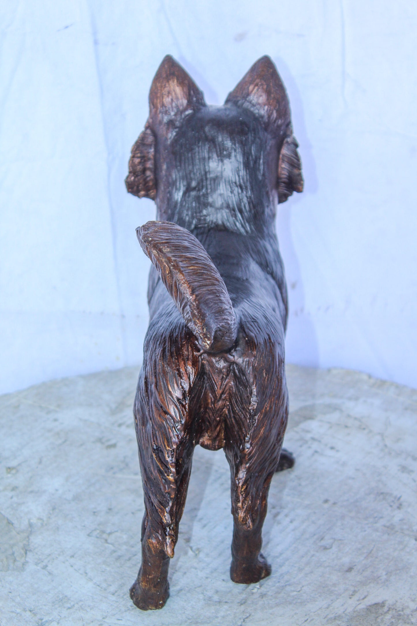 Pomeranian Dog Bronze Statue in a Graceful Standing Pose 18" x 6" x 14"H