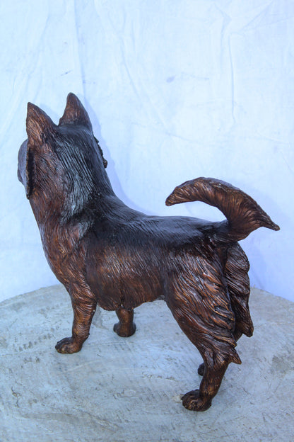 Pomeranian Dog Bronze Statue in a Graceful Standing Pose 18" x 6" x 14"H