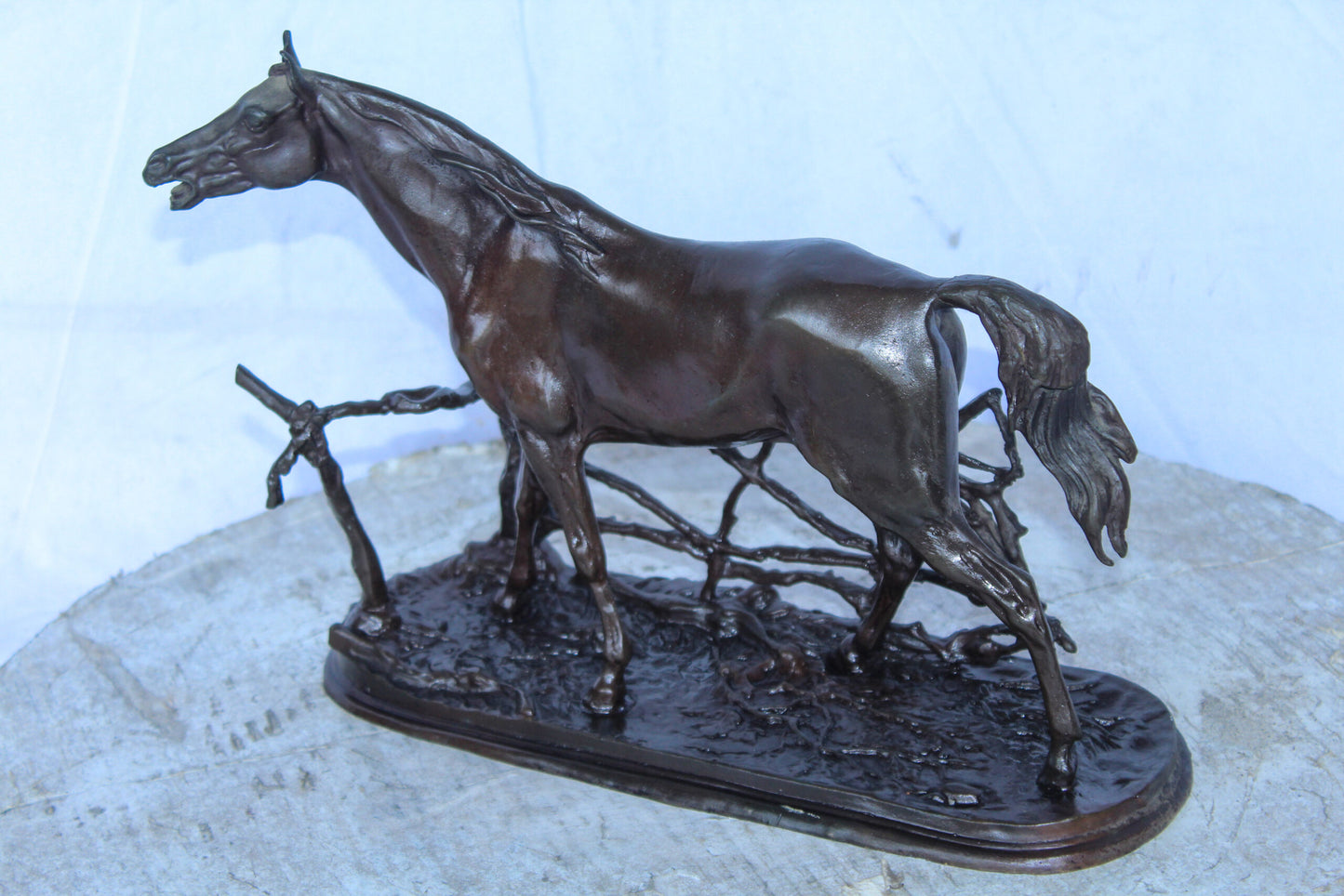Pierre Jules Mene Replica of Standing Horse Bronze Statue 14" x 5" x 10"H