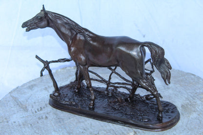 Pierre Jules Mene Replica of Standing Horse Bronze Statue 14" x 5" x 10"H
