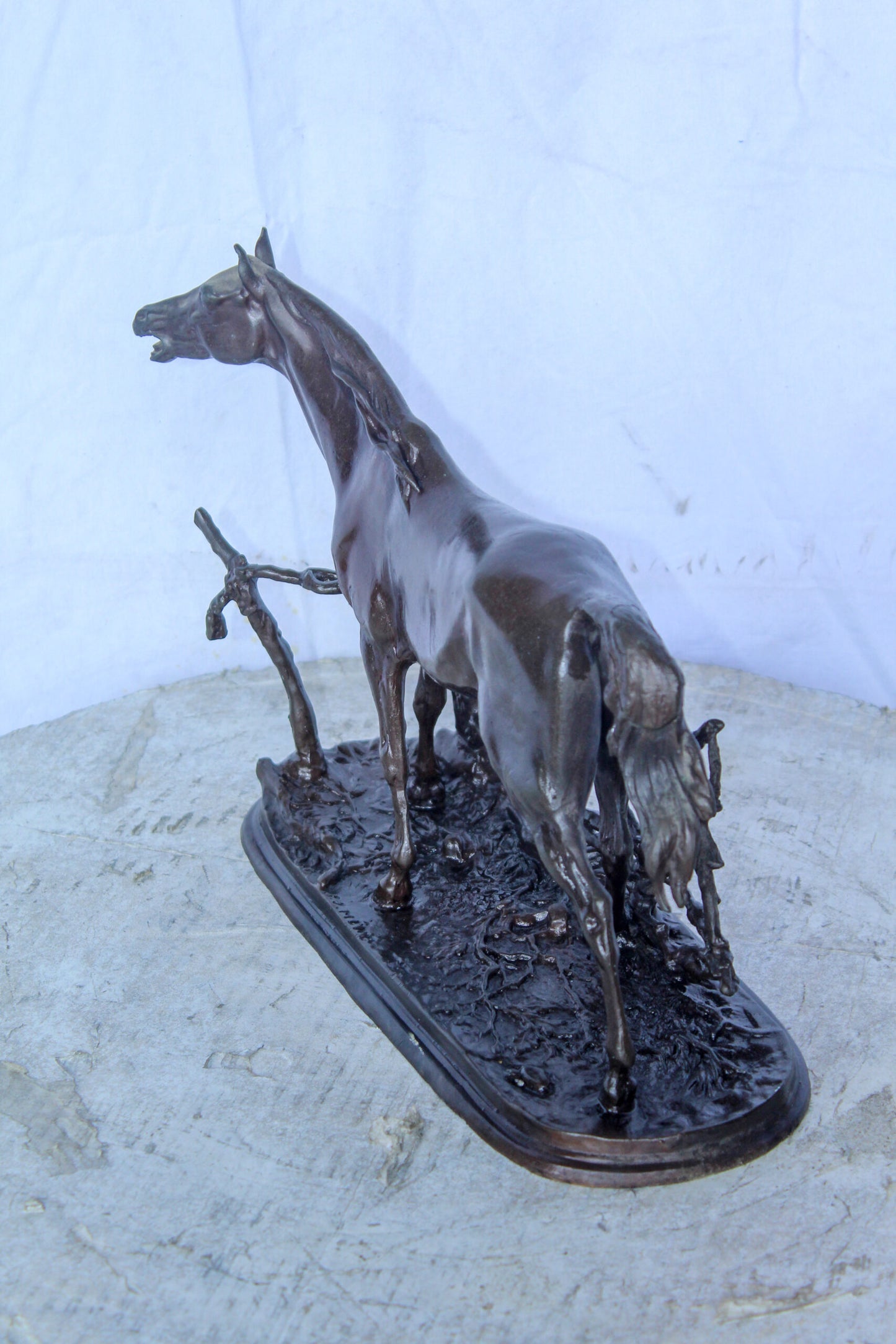 Pierre Jules Mene Replica of Standing Horse Bronze Statue 14" x 5" x 10"H