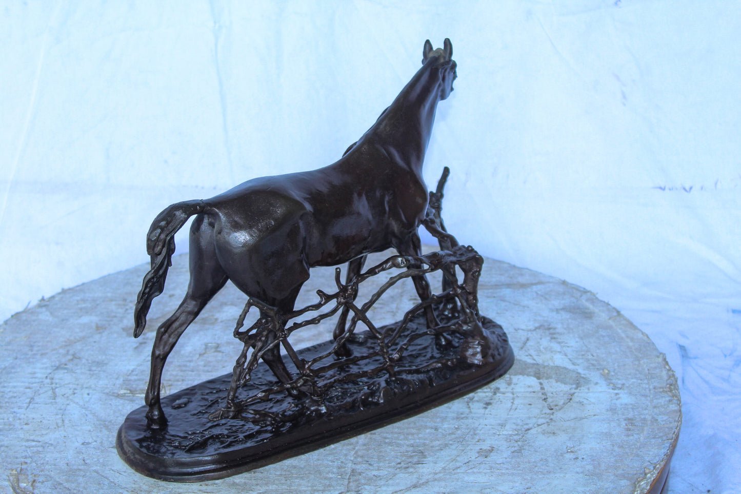 Pierre Jules Mene Replica of Standing Horse Bronze Statue 14" x 5" x 10"H