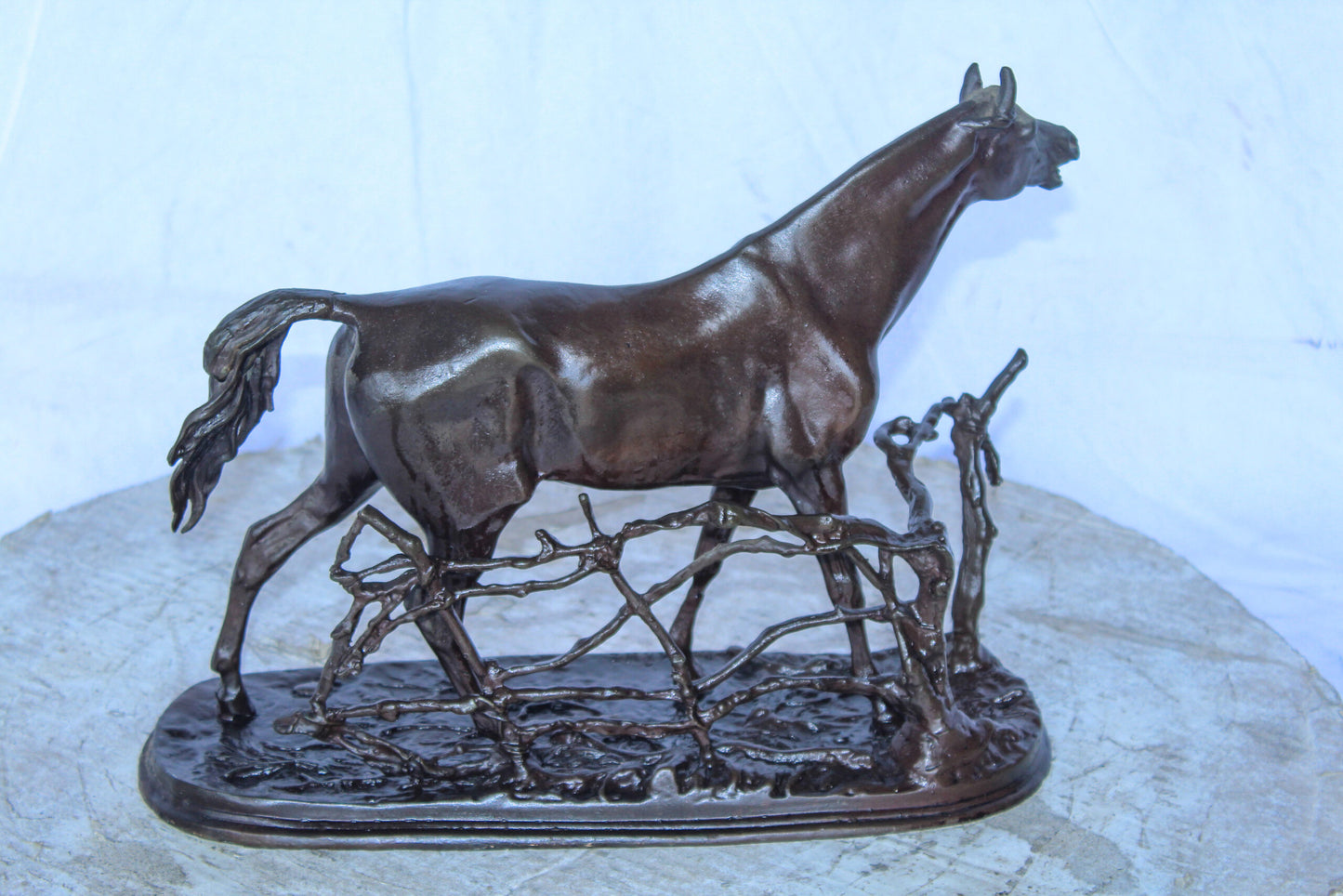 Pierre Jules Mene Replica of Standing Horse Bronze Statue 14" x 5" x 10"H