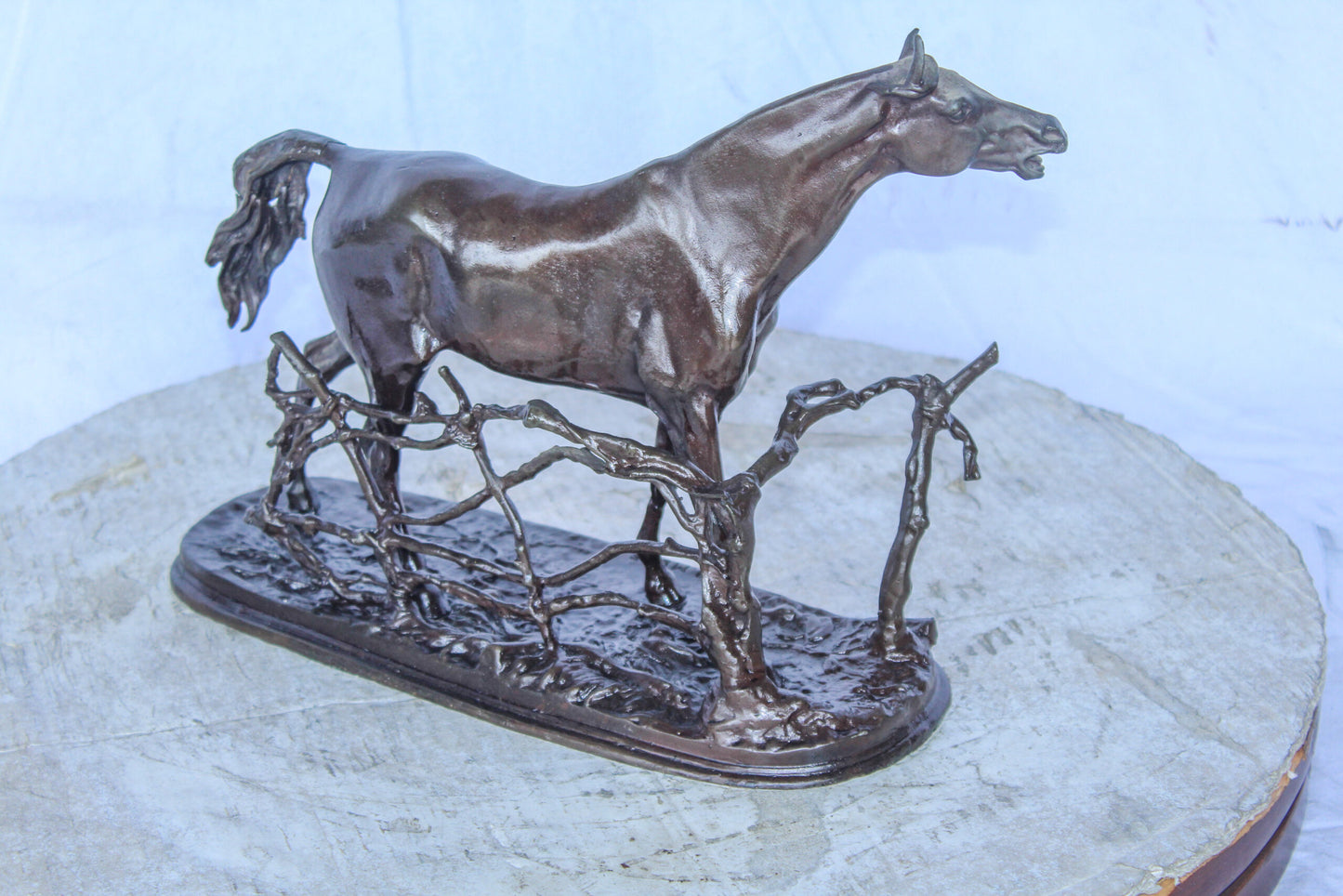 Pierre Jules Mene Replica of Standing Horse Bronze Statue 14" x 5" x 10"H