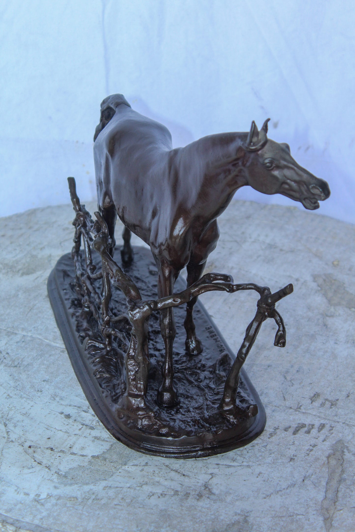 Pierre Jules Mene Replica of Standing Horse Bronze Statue 14" x 5" x 10"H