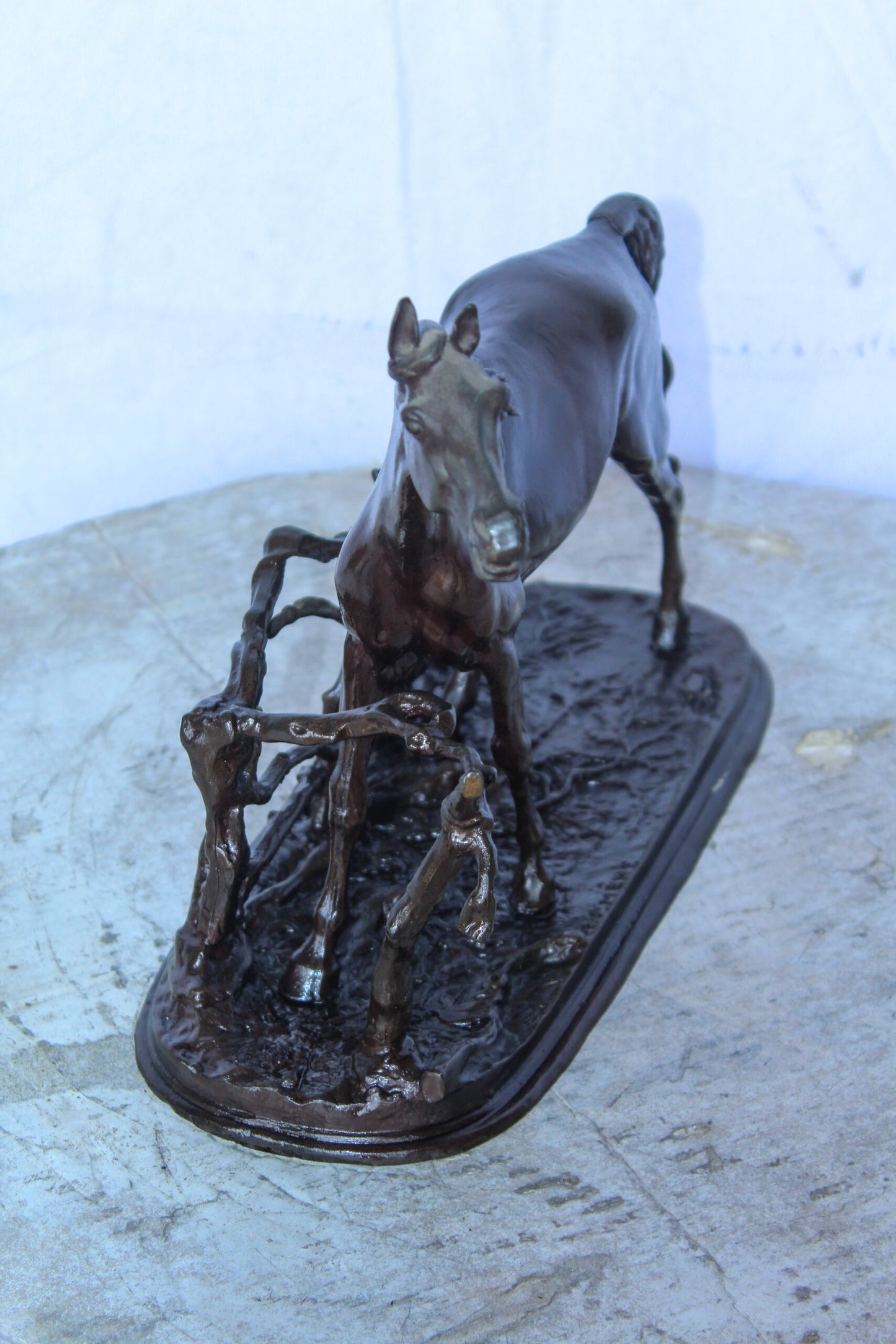 Pierre Jules Mene Replica of Standing Horse Bronze Statue 14" x 5" x 10"H