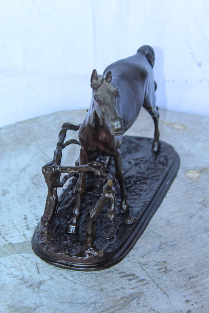 Pierre Jules Mene Replica of Standing Horse Bronze Statue 14" x 5" x 10"H