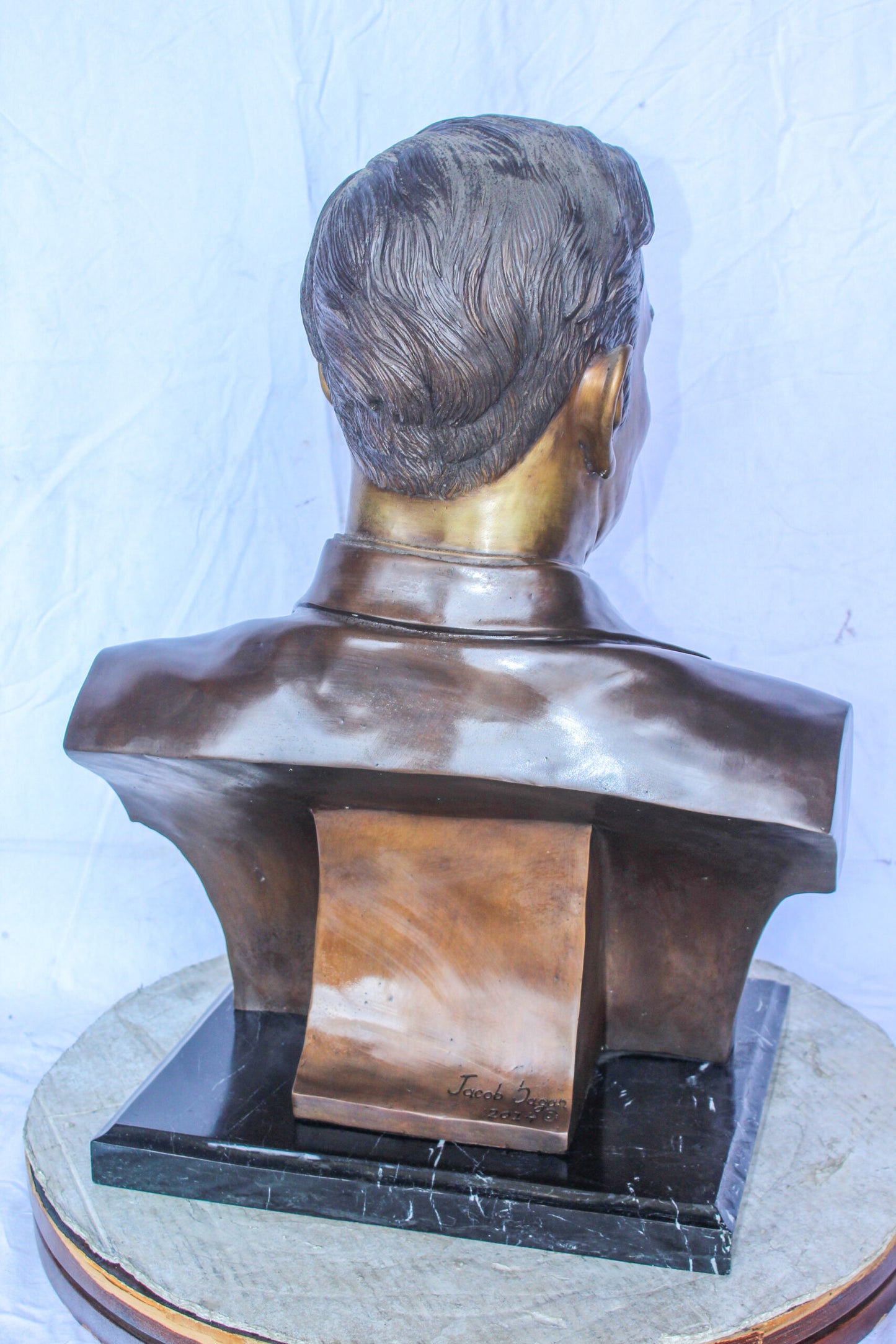 Bust of Unknown Man Bronze Statue, Intriguing Historical Art 16" x 13" x 26"H