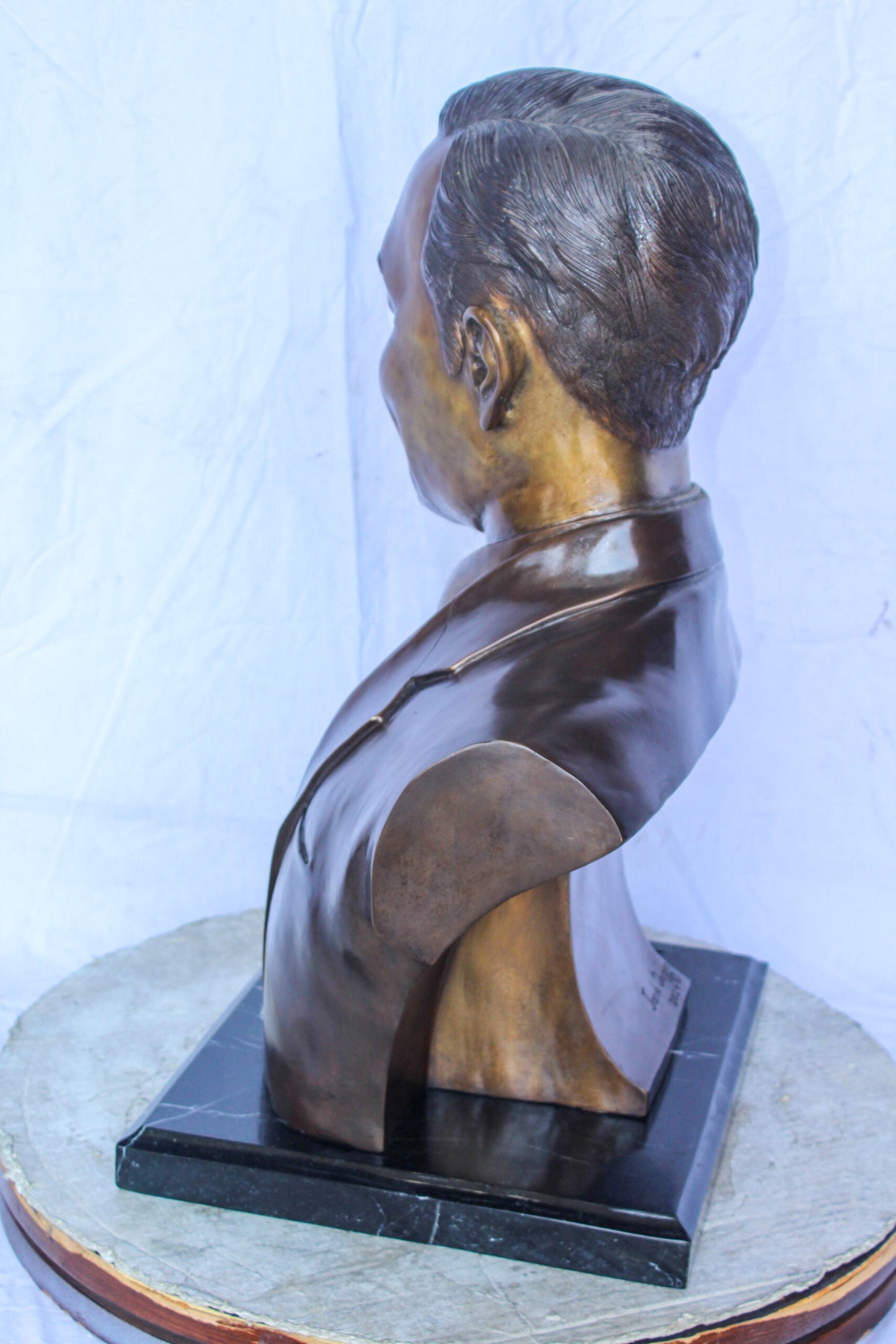 Bust of Unknown Man Bronze Statue, Intriguing Historical Art 16" x 13" x 26"H