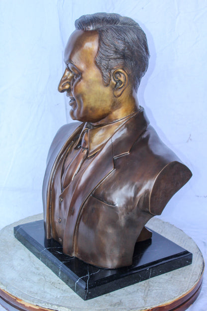 Bust of Unknown Man Bronze Statue, Intriguing Historical Art 16" x 13" x 26"H