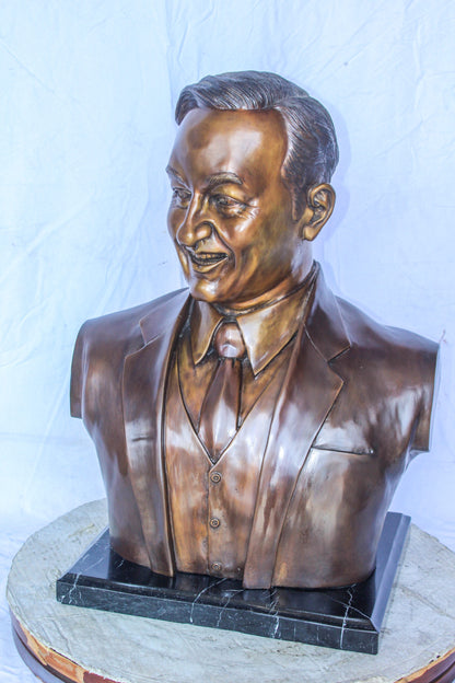 Bust of Unknown Man Bronze Statue, Intriguing Historical Art 16" x 13" x 26"H