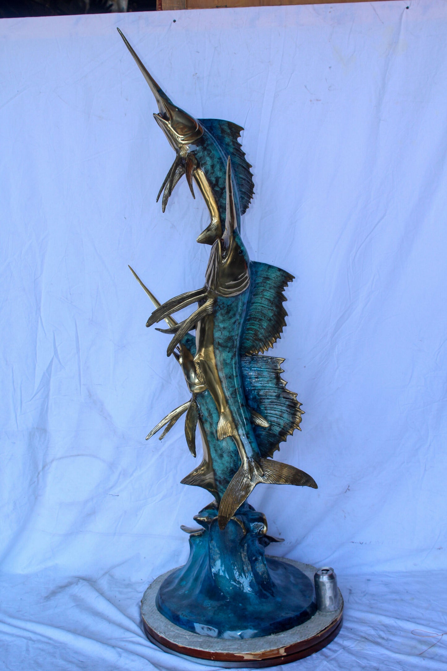 Bronze Statue, School of Three Sailfish Jumping of the Water 28" x 18" x 66"H