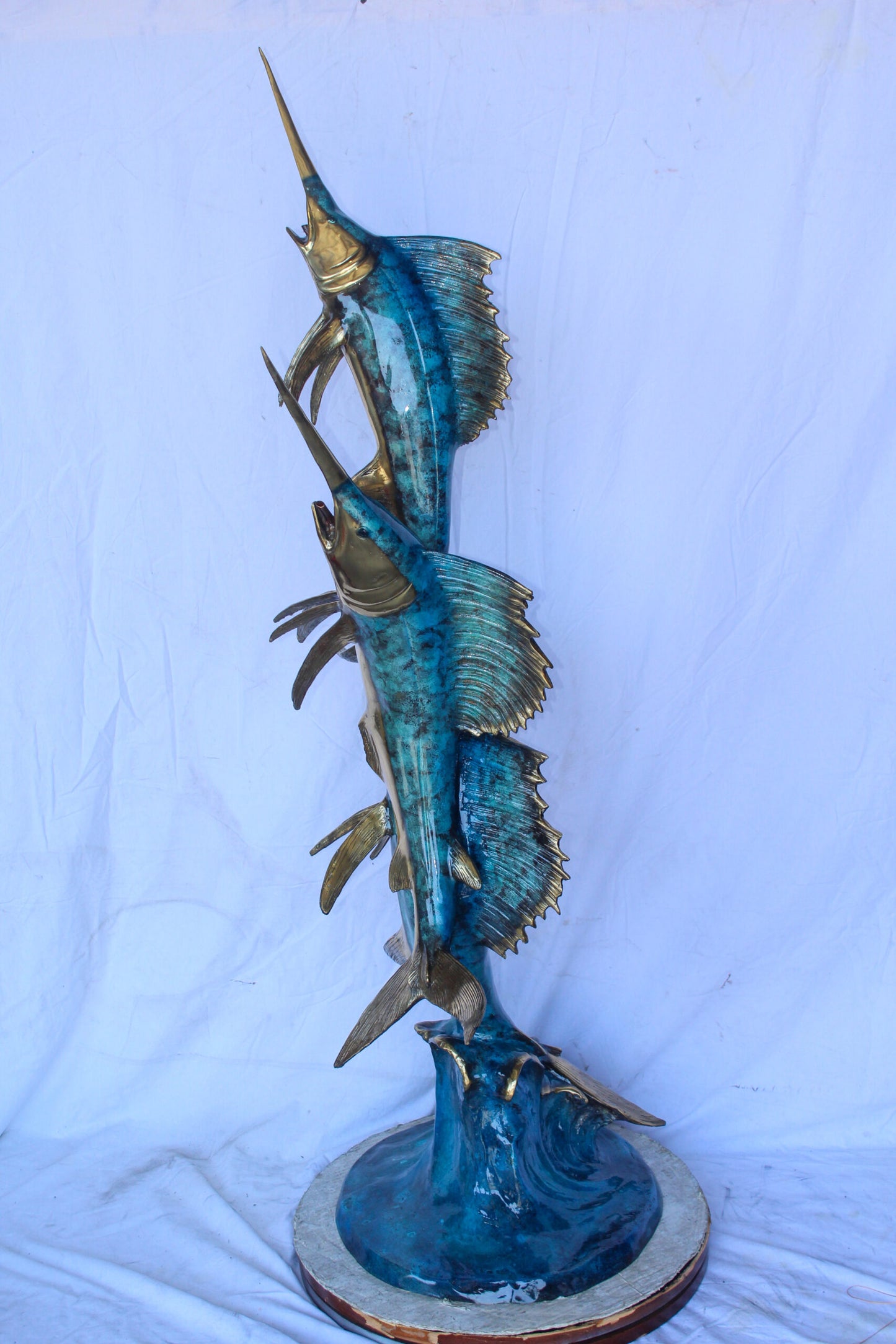 Bronze Statue, School of Three Sailfish Jumping of the Water 28" x 18" x 66"H