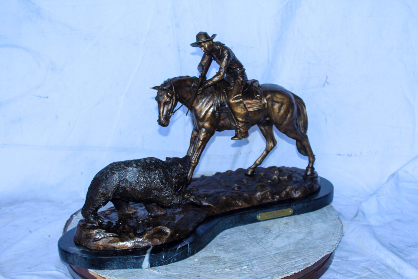 Remington Double Trouble Bronze Statue, Dynamic Western Decor 28" x 15" x 17"H
