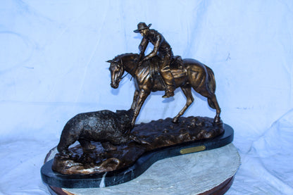 Remington Double Trouble Bronze Statue, Dynamic Western Decor 28" x 15" x 17"H