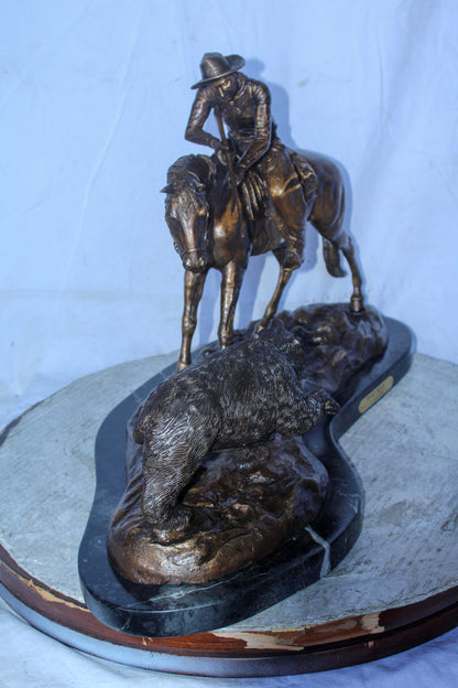 Remington Double Trouble Bronze Statue, Dynamic Western Decor 28" x 15" x 17"H