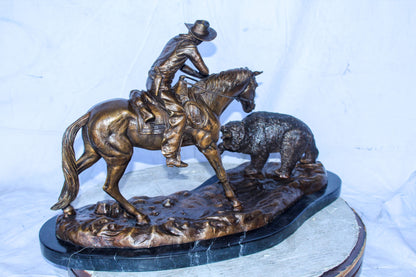 Remington Double Trouble Bronze Statue, Dynamic Western Decor 28" x 15" x 17"H