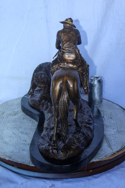 Remington Double Trouble Bronze Statue, Dynamic Western Decor 28" x 15" x 17"H
