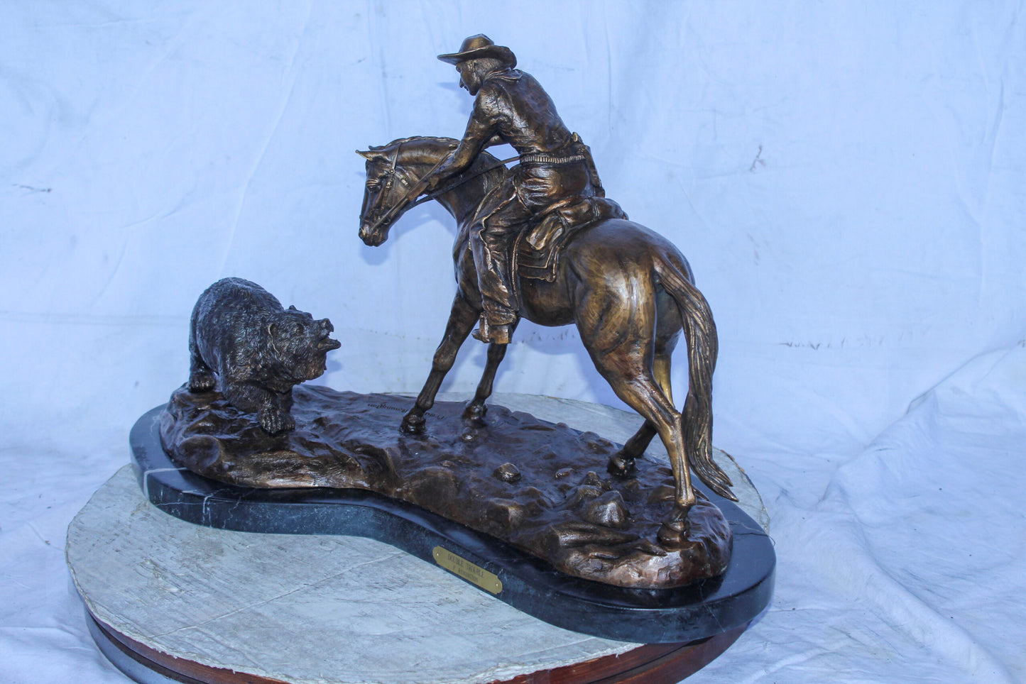 Remington Double Trouble Bronze Statue, Dynamic Western Decor 28" x 15" x 17"H