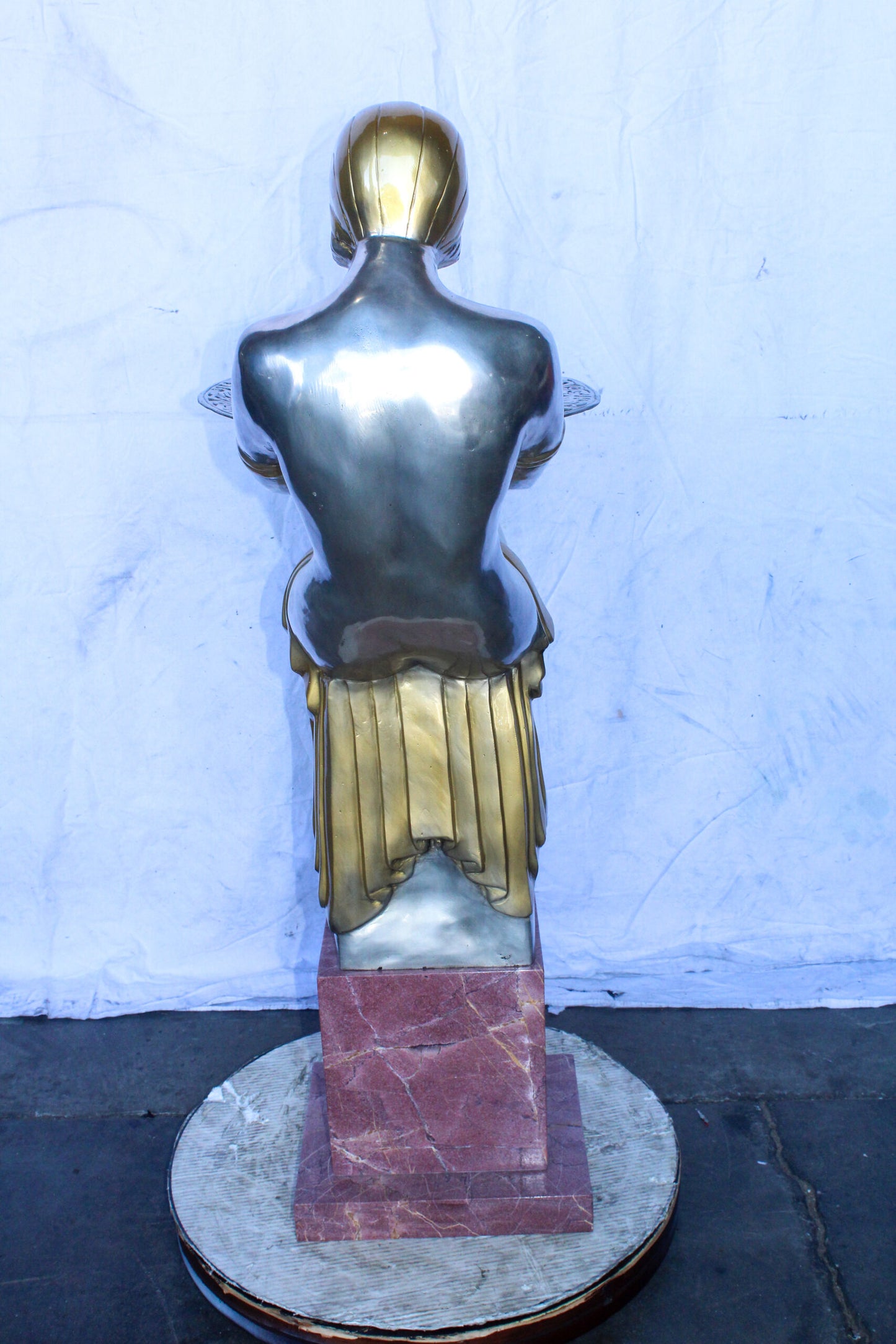 Art Deco Female Figure Rare Sculptural and a Pedestal 20" x 16" x 48"H