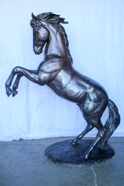 Quarter Horse Rearing, Life Size Bronze Statue, Equestrian Art 72" x 34" x 83"H