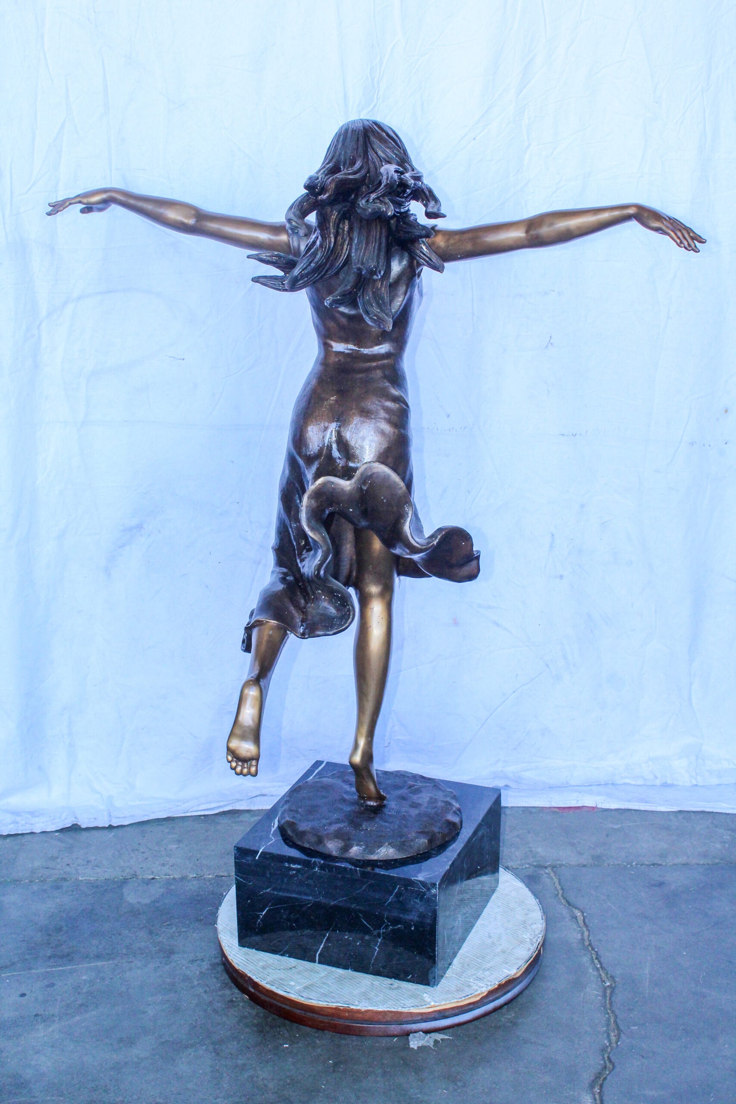 Bronze Statue, Girl Running in the Wind, Dynamic Art 46" x 27" x 57"H