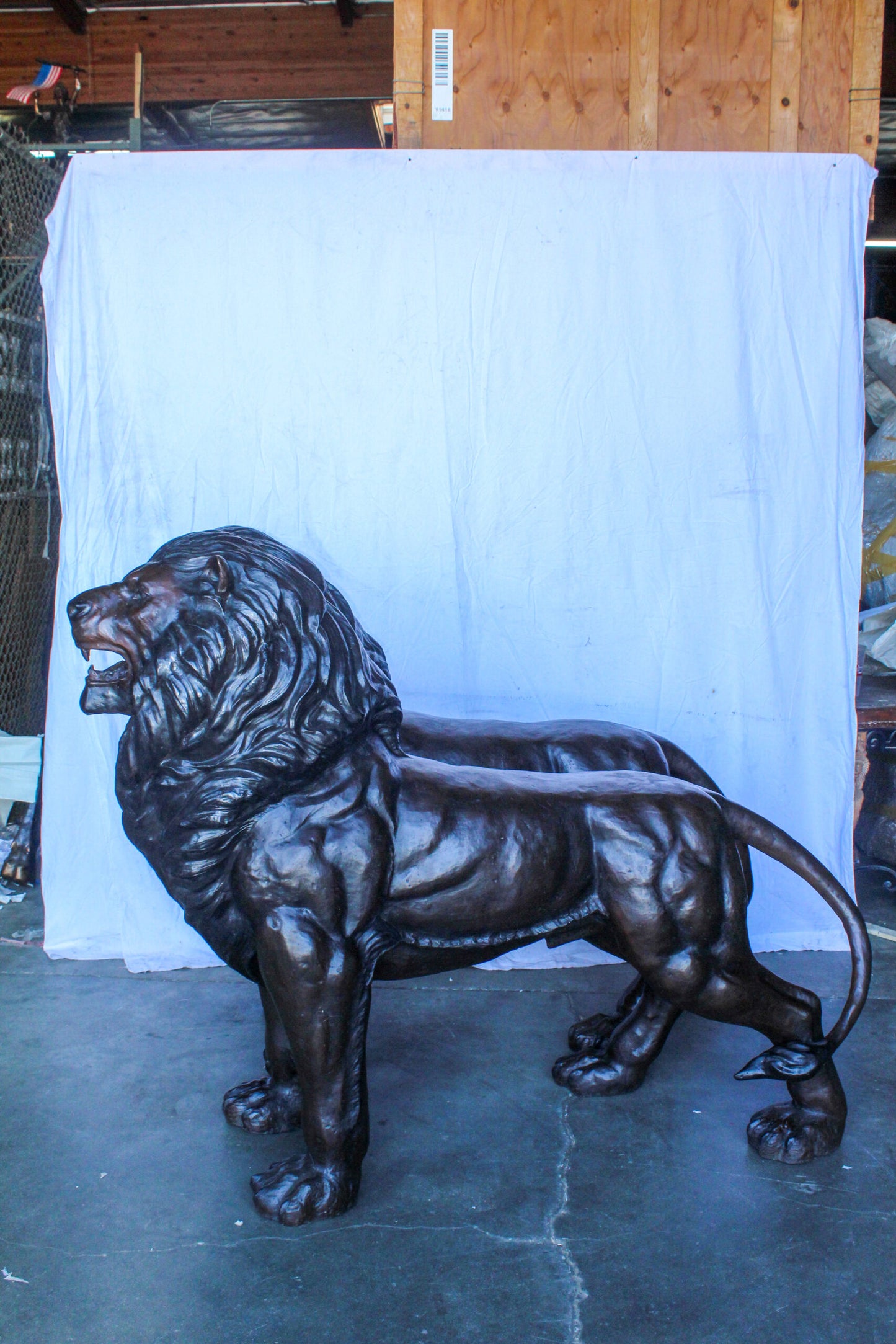 Pair of Giant Lions Bronze Statues, Wildlife Majesty Accents 78" x 24" x 57"H