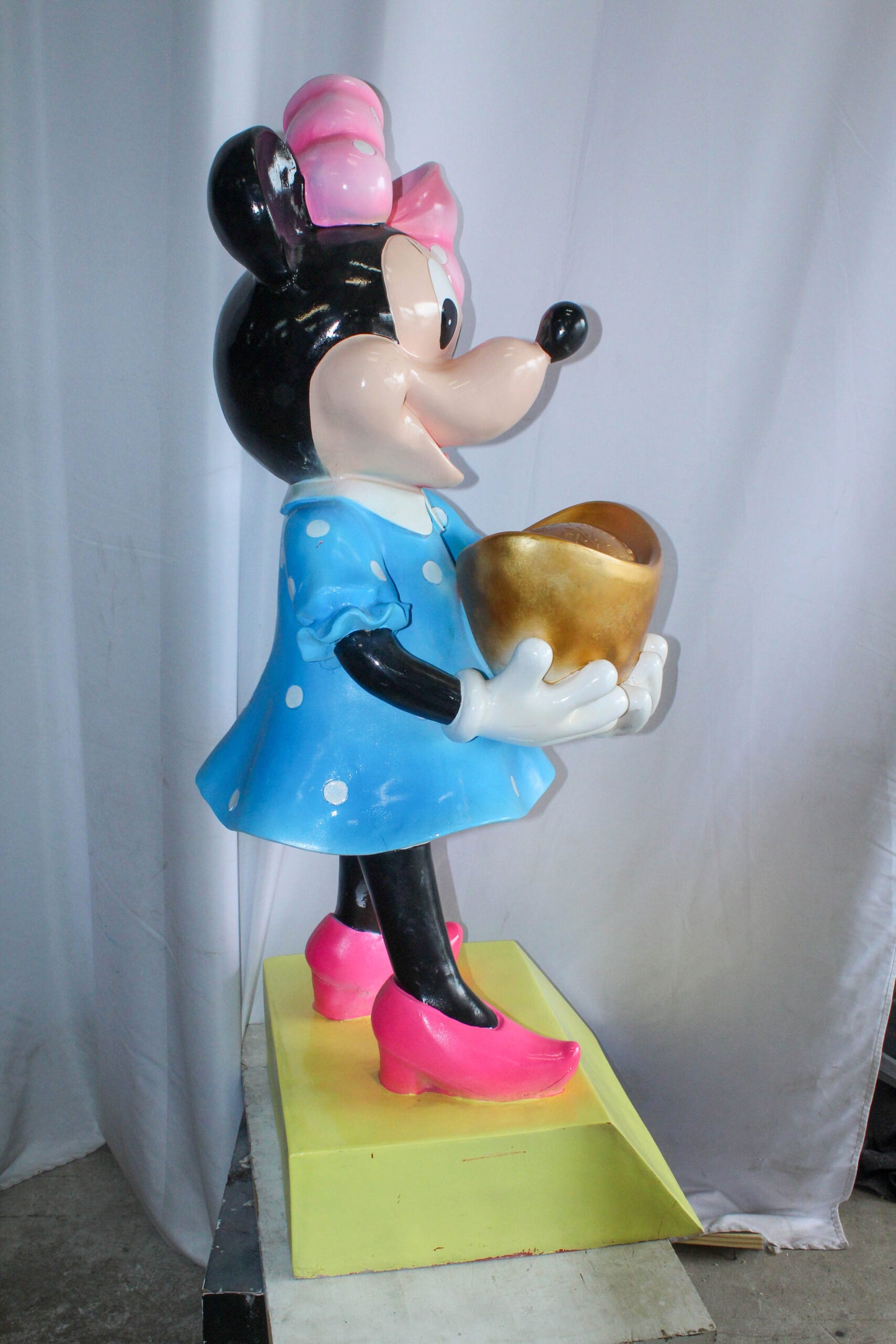 Cartoon Mouse Character Holding Gold Ingot Resin Sculpture 36H 25" x 25" x 58"H