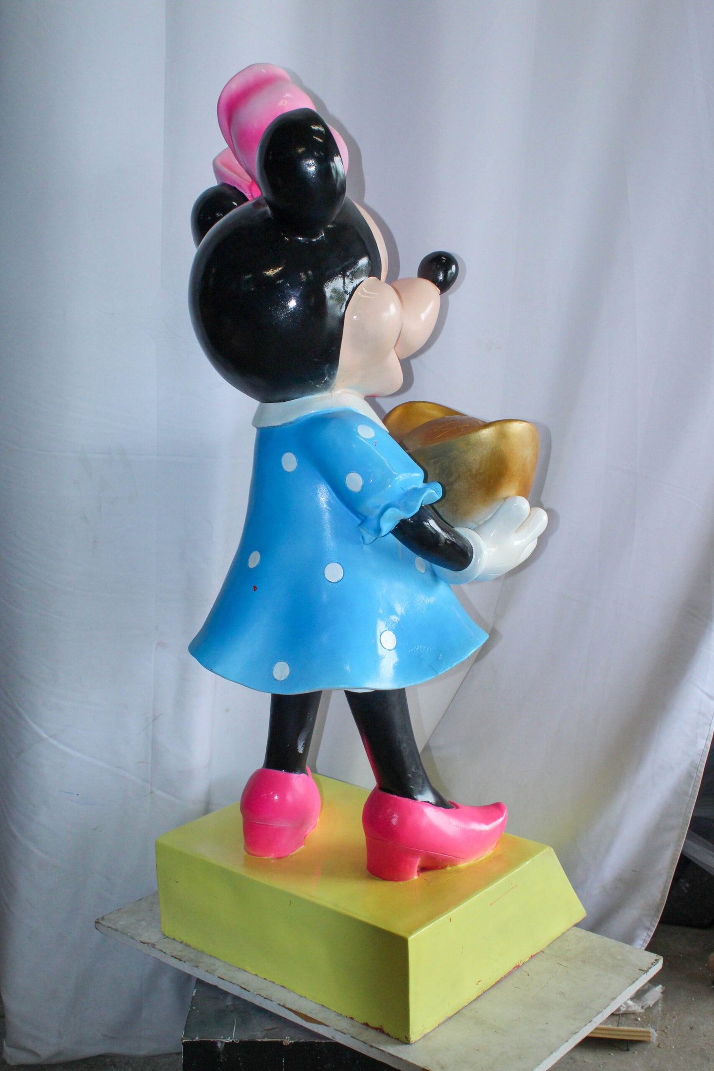 Cartoon Mouse Character Holding Gold Ingot Resin Sculpture 36H 25" x 25" x 58"H