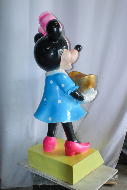 Cartoon Mouse Character Holding Gold Ingot Resin Sculpture 36H 25" x 25" x 58"H