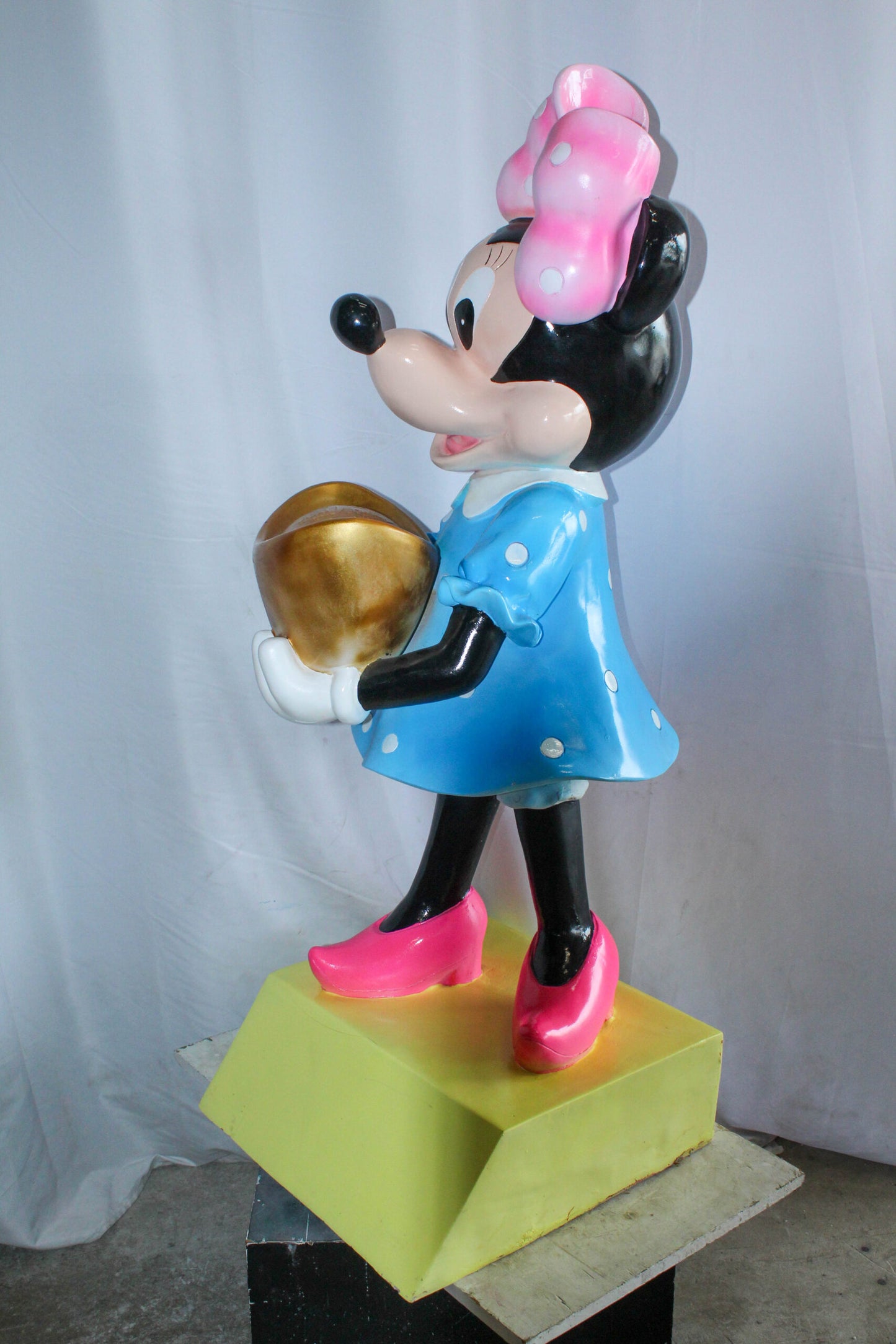 Cartoon Mouse Character Holding Gold Ingot Resin Sculpture 36H 25" x 25" x 58"H