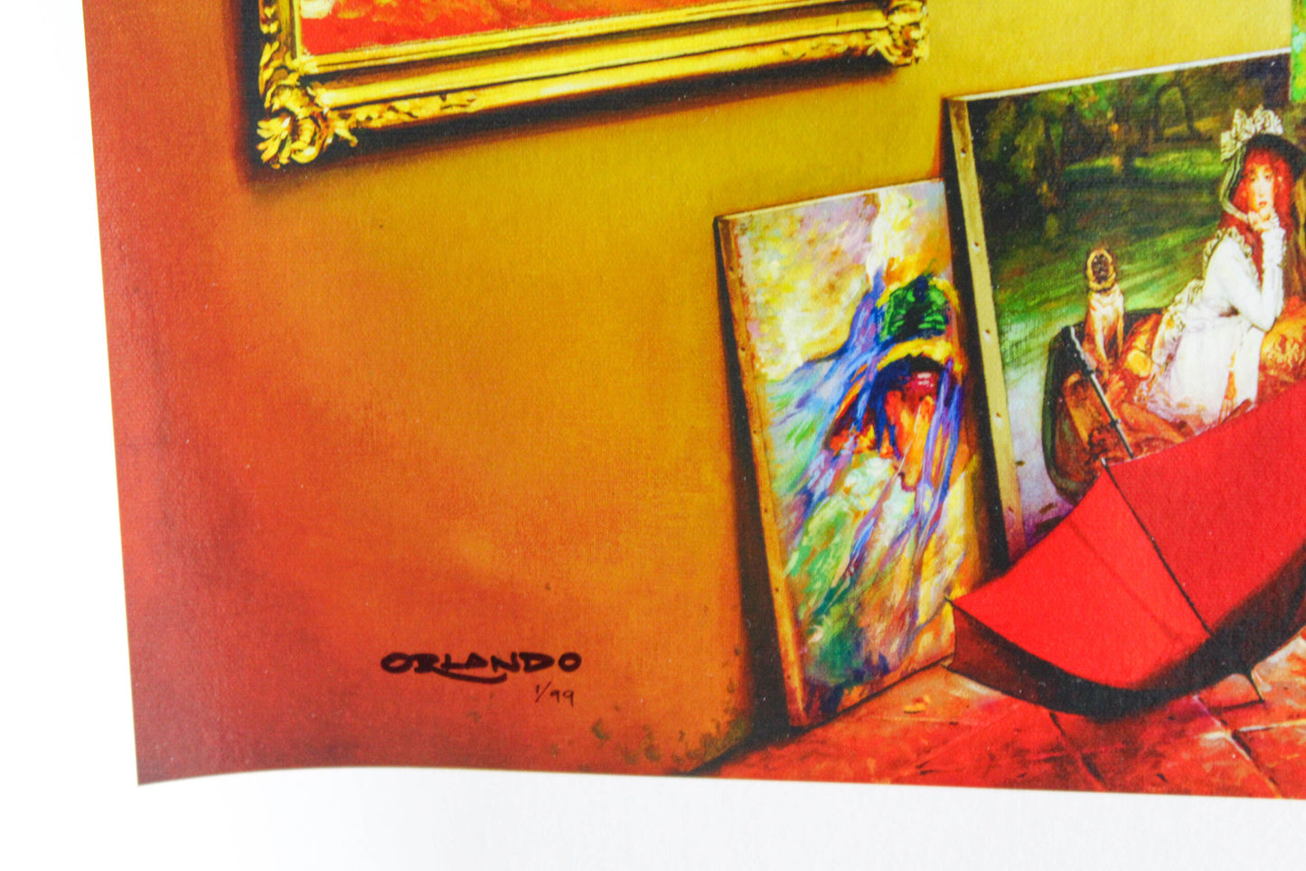 Orlando Quevedo Venetian Lady in Red Giclee Original Painting, 24"x20"