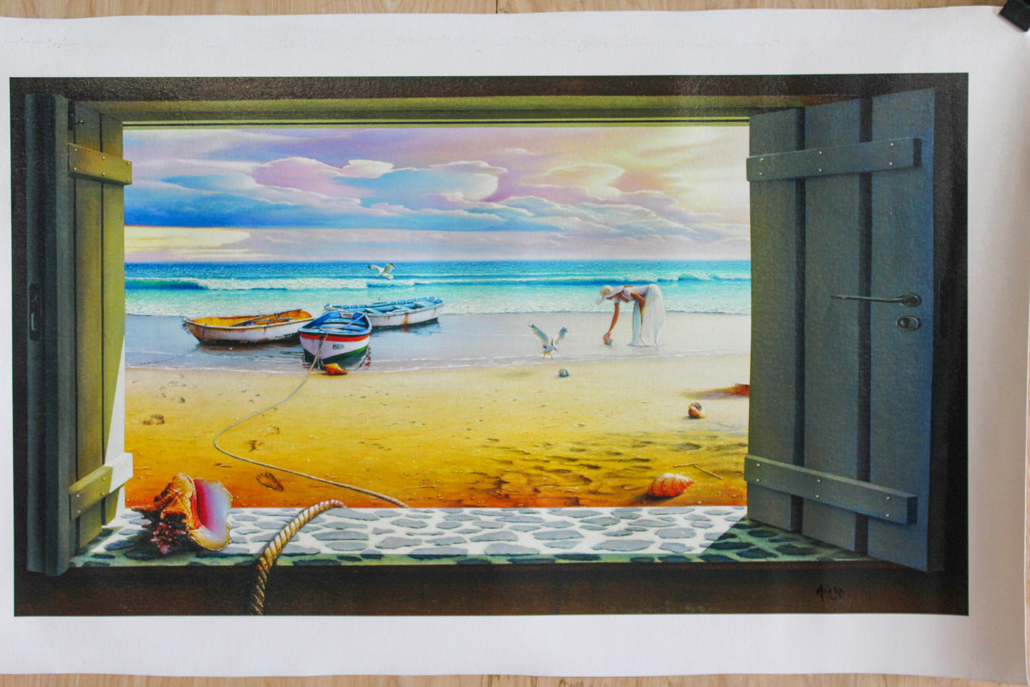 Micha Seashells Giclee on Canvas Limited Edition Of 99 Prints, 30"x17"