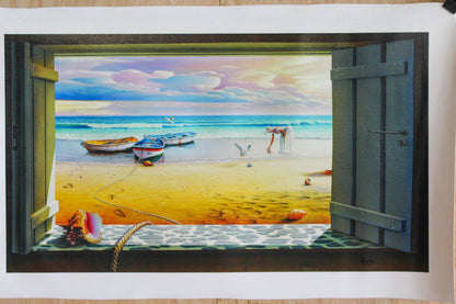 Micha Seashells Giclee on Canvas Limited Edition Of 99 Prints, 30"x17"