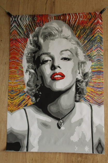 Marilyn Monroe Pop Art on Unstretched Giant Size Canvas, 44"x64"