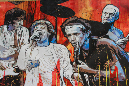 Rolling Stones Band, Giant Graphic Art Print Poster Music Backgrounds, 62"x42"