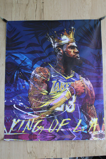 Lebron at the Lakers on  a Giant Unstretched Canvas, 51"x64"