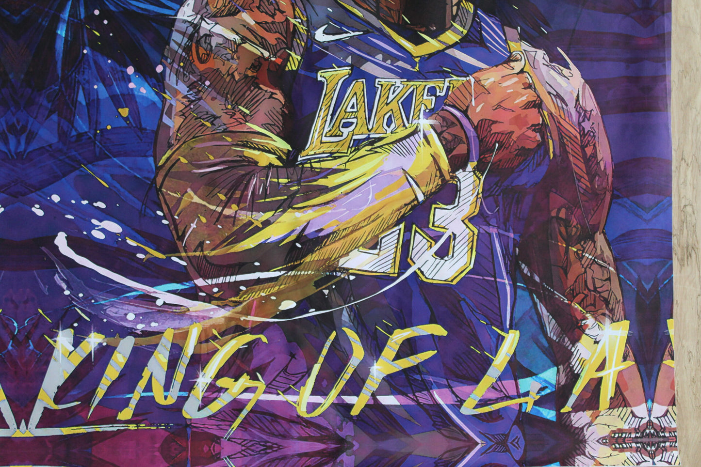 Lebron at the Lakers on  a Giant Unstretched Canvas, 51"x64"