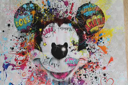 Miki Mister Brainwash Giant size Pop Art Unstretched Painting, 52"x52"