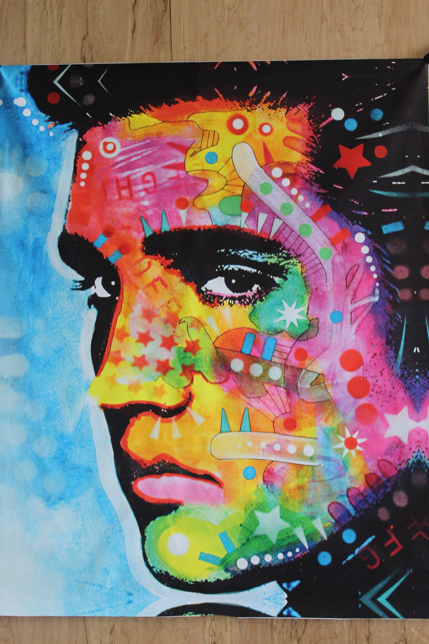 King Elvis Presley , A Dean Russo Replica, of Giant Unstretched Canvas, 52"x64"